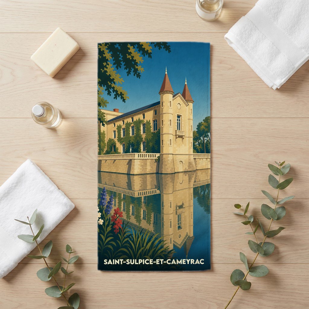 Serviette de bain 30 cm x 60 cm souvenir de Saint-Sulpice-et-Cameyrac