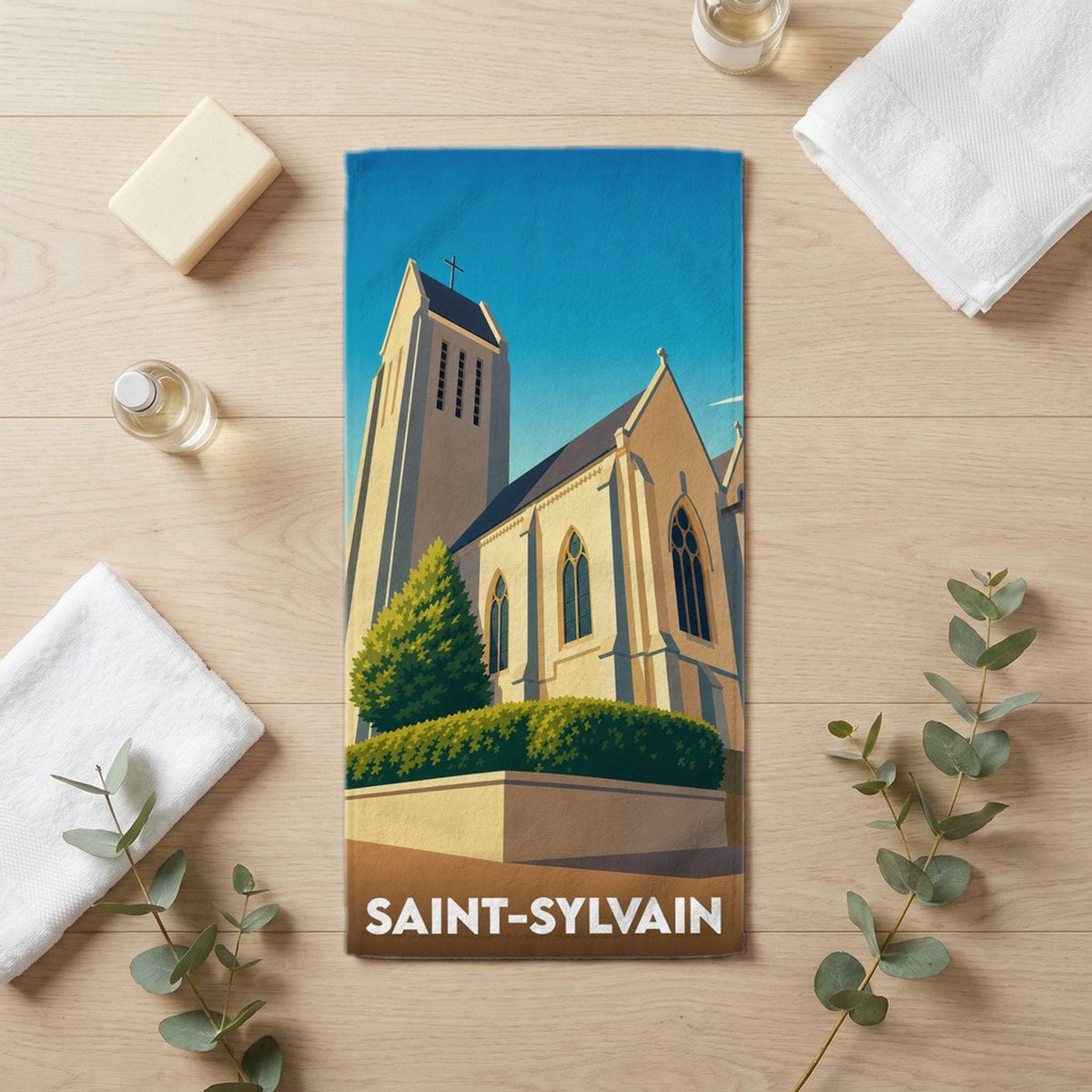 Serviette de bain 30 cm x 60 cm souvenir de Saint-Sylvain