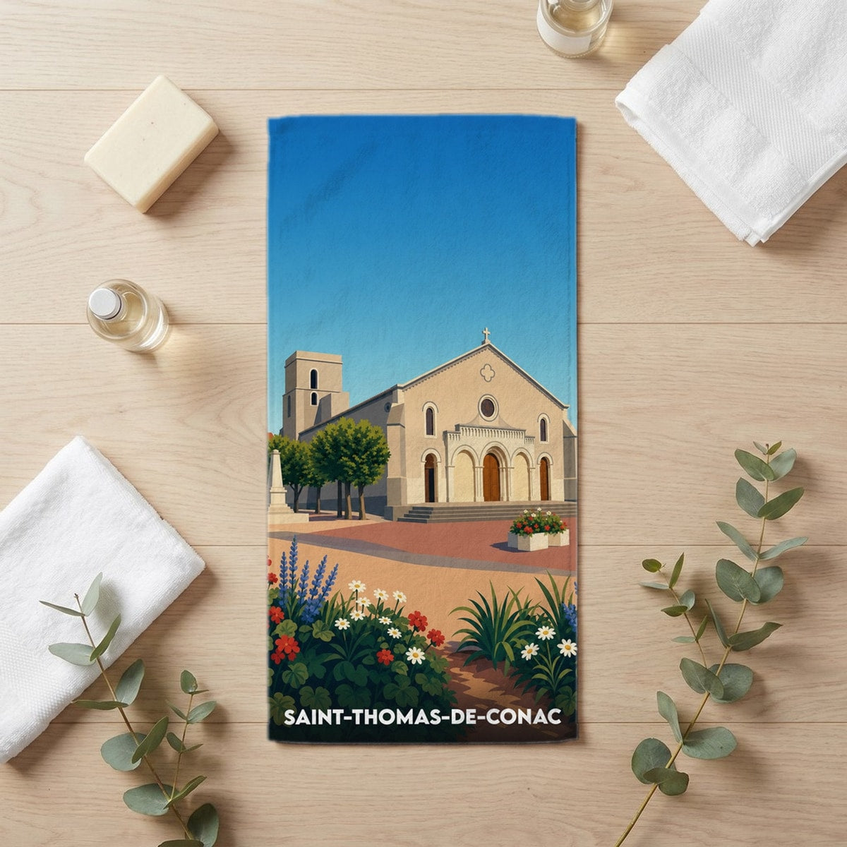 Serviette de bain 30 cm x 60 cm souvenir de Saint-Thomas-de-Conac