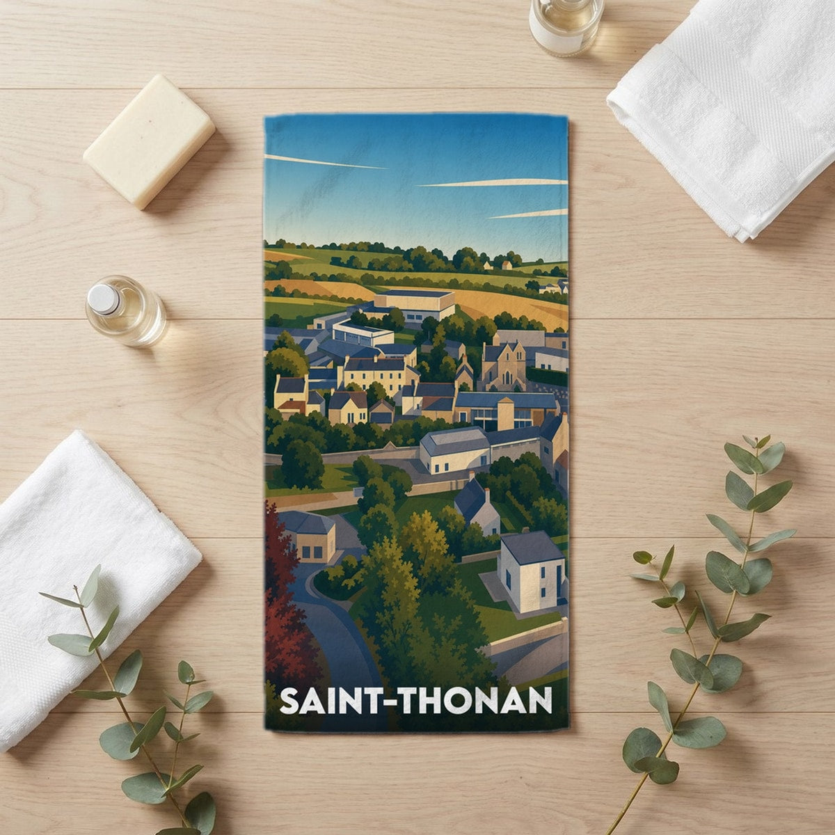 Serviette de bain 30 cm x 60 cm souvenir de Saint-Thonan