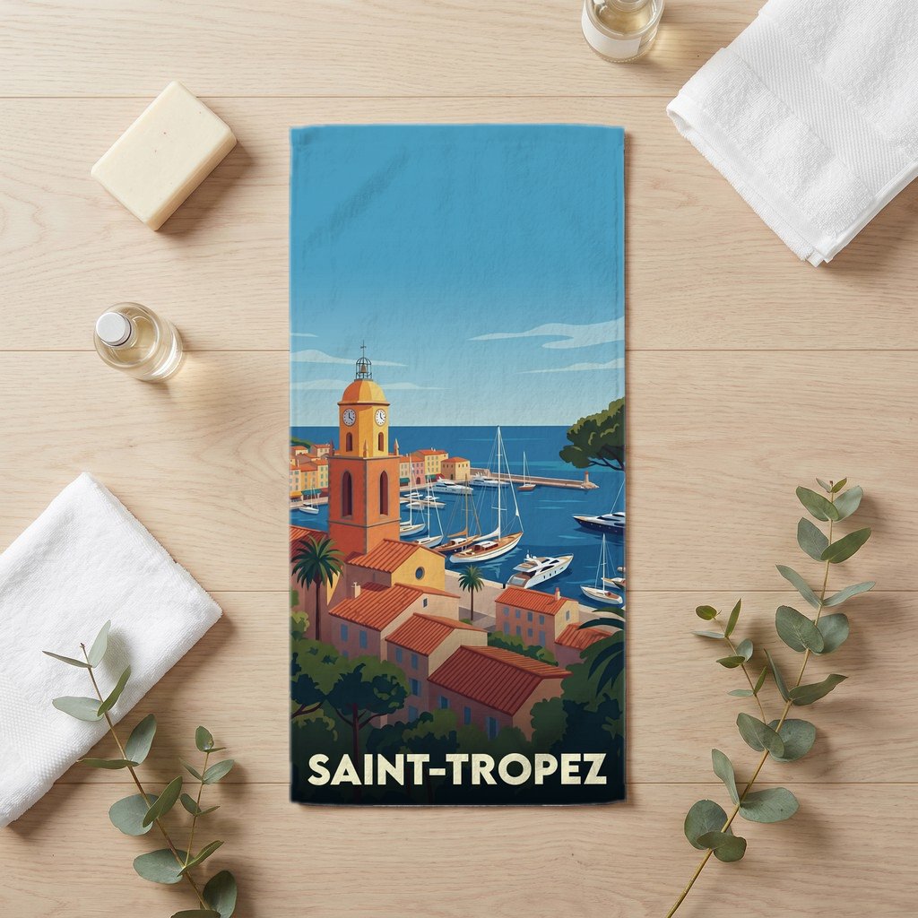 Serviette de bain 30 cm x 60 cm souvenir de Saint-Tropez
