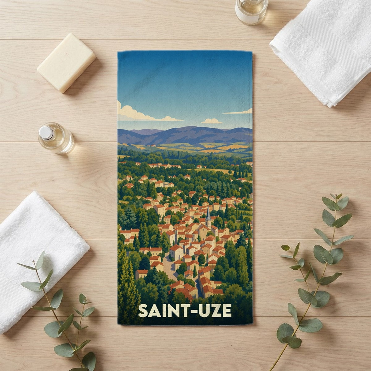 Serviette de bain 30 cm x 60 cm souvenir de Saint-Uze