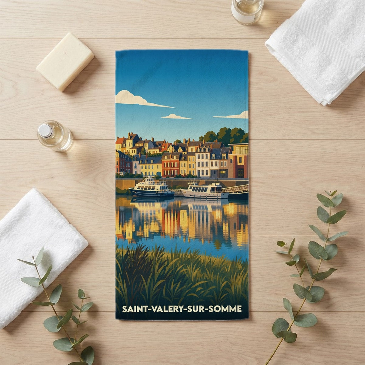 Serviette de bain 30 cm x 60 cm souvenir de Saint-Valery-sur-Somme
