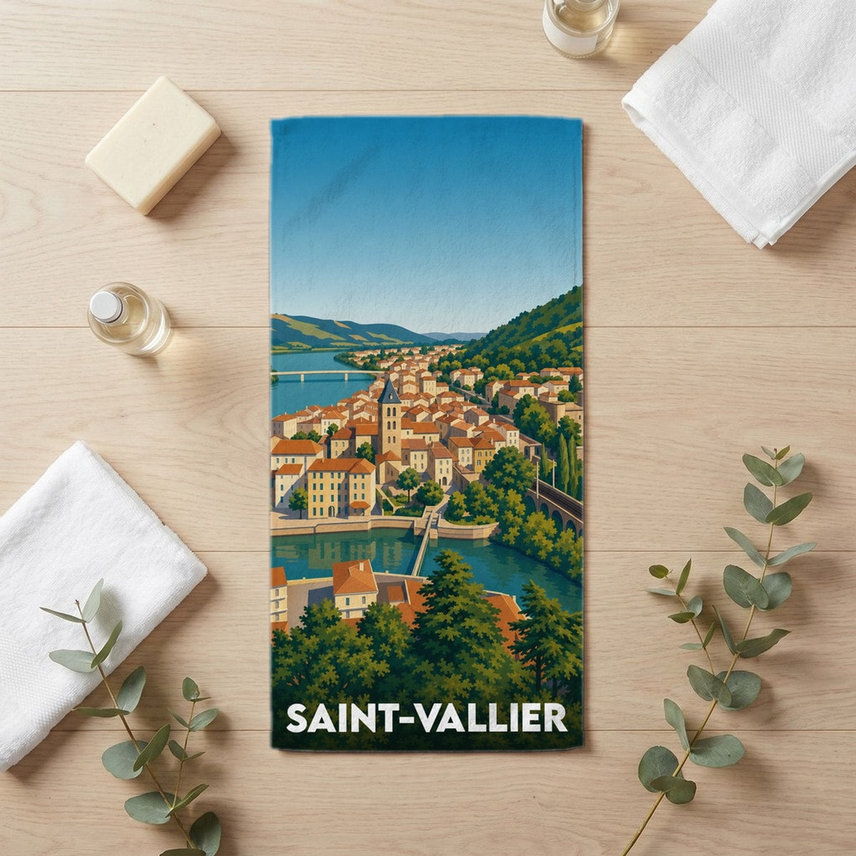 Serviette de bain 30 cm x 60 cm souvenir de Saint-Vallier