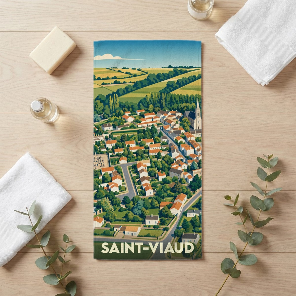 Serviette de bain 30 cm x 60 cm souvenir de Saint-Viaud