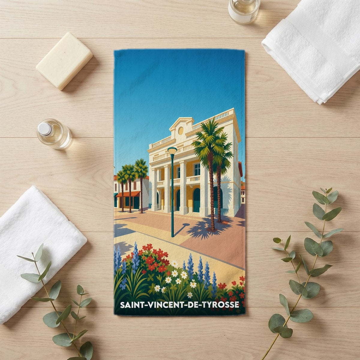 Serviette de bain 30 cm x 60 cm souvenir de Saint-Vincent-de-Tyrosse