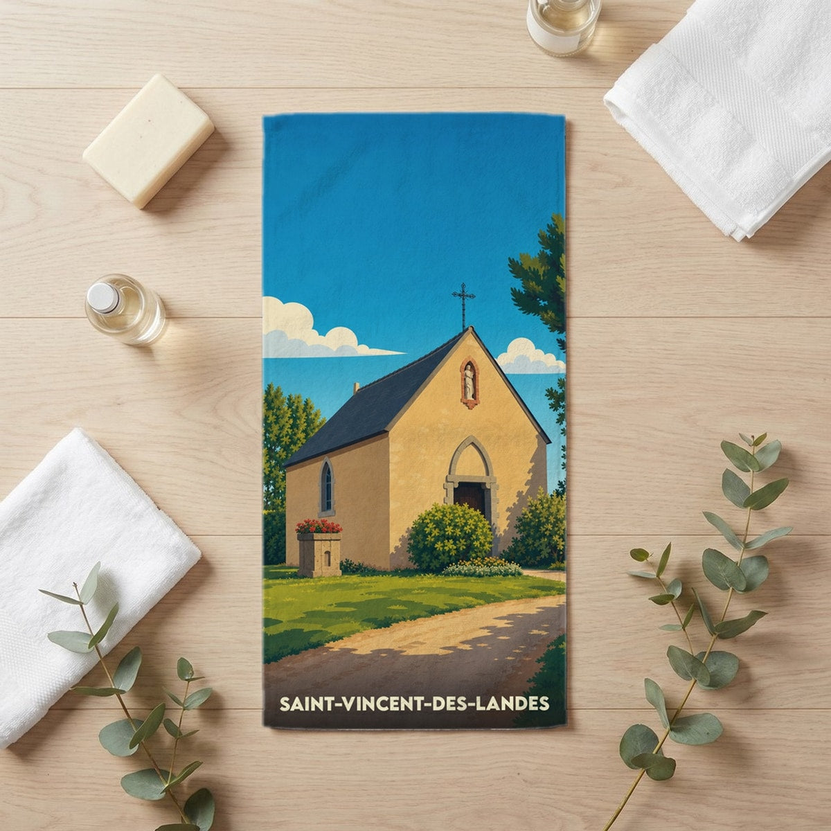 Serviette de bain 30 cm x 60 cm souvenir de Saint-Vincent-des-Landes