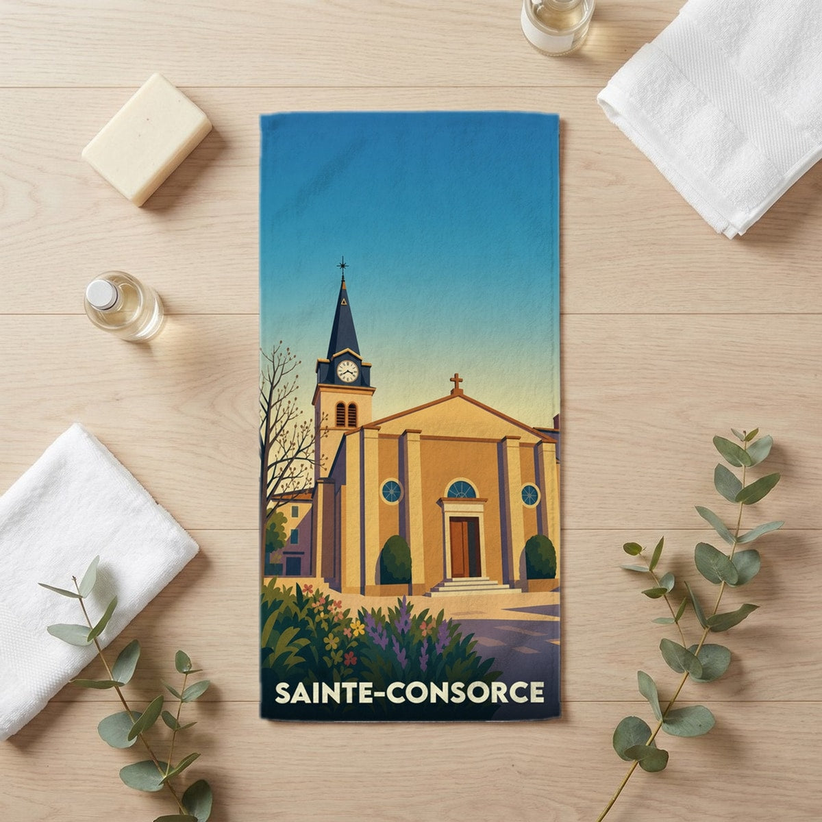 Serviette de bain 30 cm x 60 cm souvenir de Sainte-Consorce