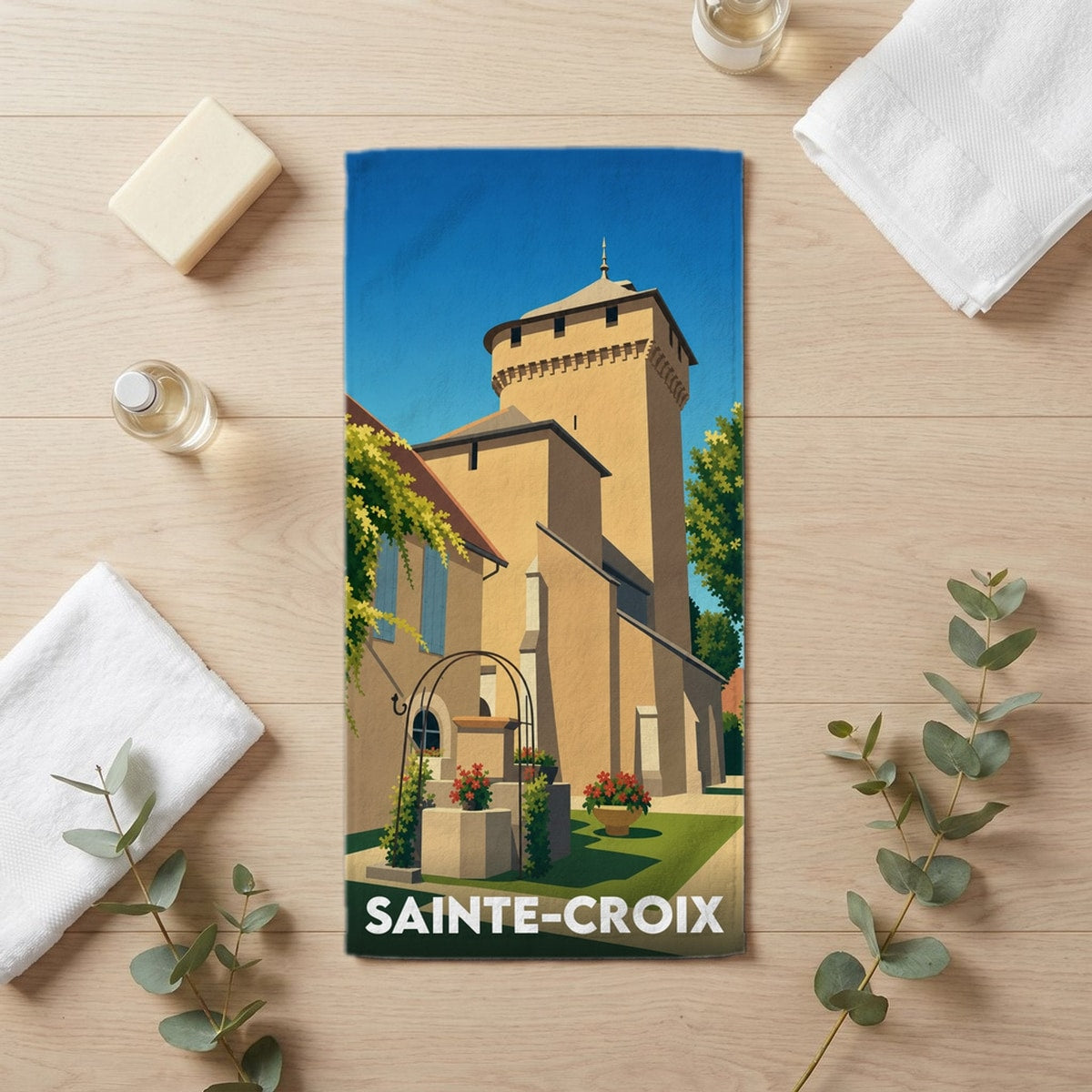 Serviette de bain 30 cm x 60 cm souvenir de Sainte-Croix