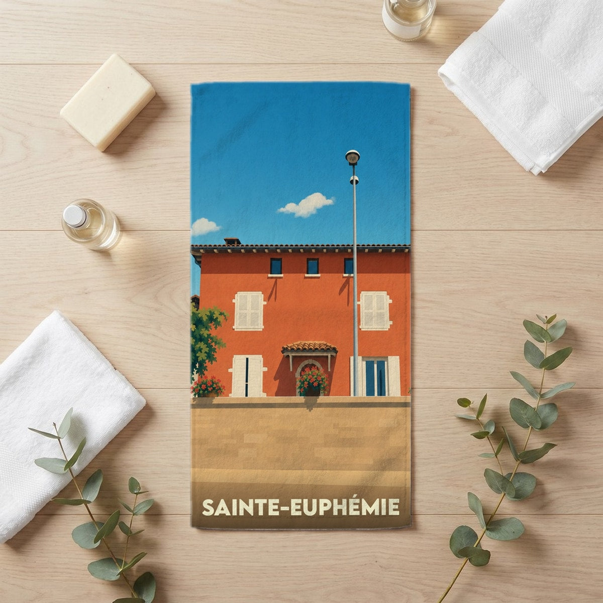 Serviette de bain 30 cm x 60 cm souvenir de Sainte-Euphémie