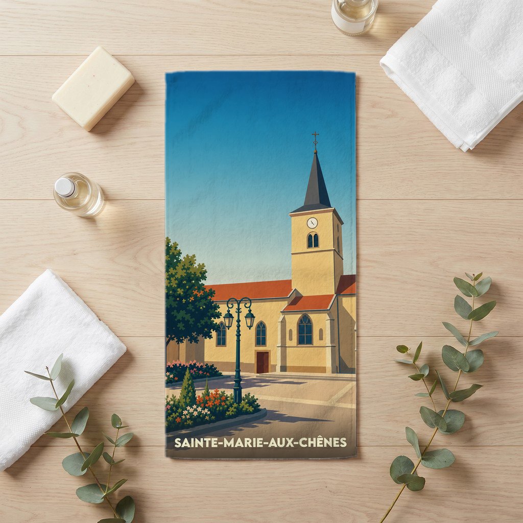 Serviette de bain 30 cm x 60 cm souvenir de Sainte-Marie-aux-Chênes