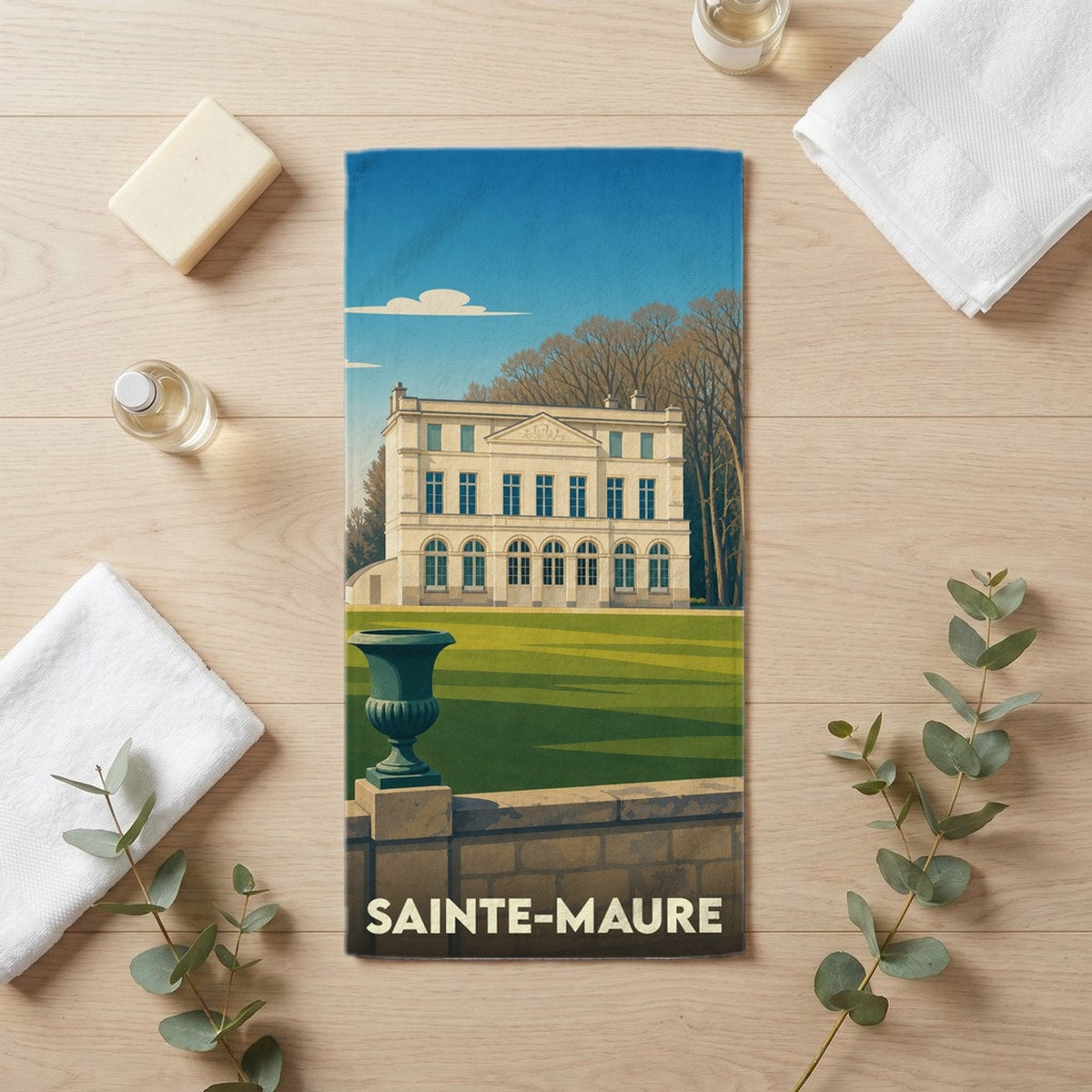 Serviette de bain 30 cm x 60 cm souvenir de Sainte-Maure