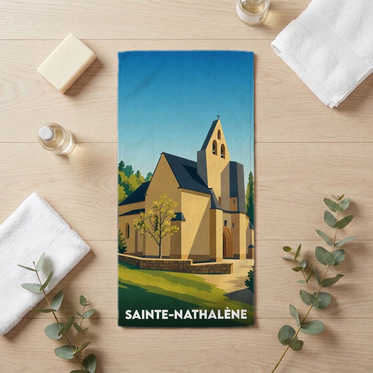 Serviette de bain 30 cm x 60 cm souvenir de Sainte-Nathalène