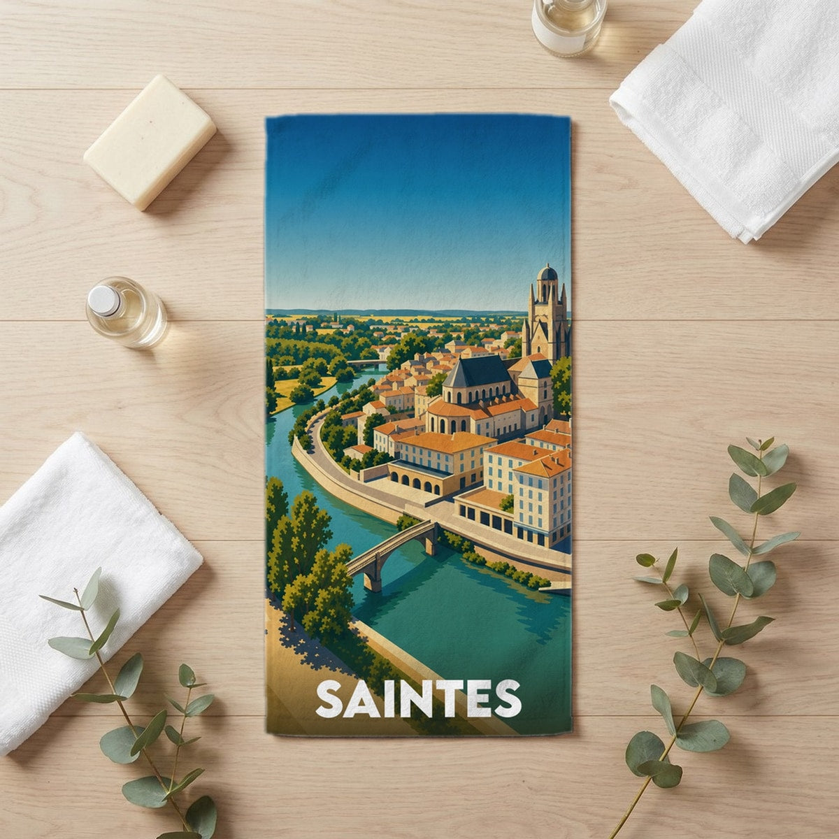Serviette de bain 30 cm x 60 cm souvenir de Saintes