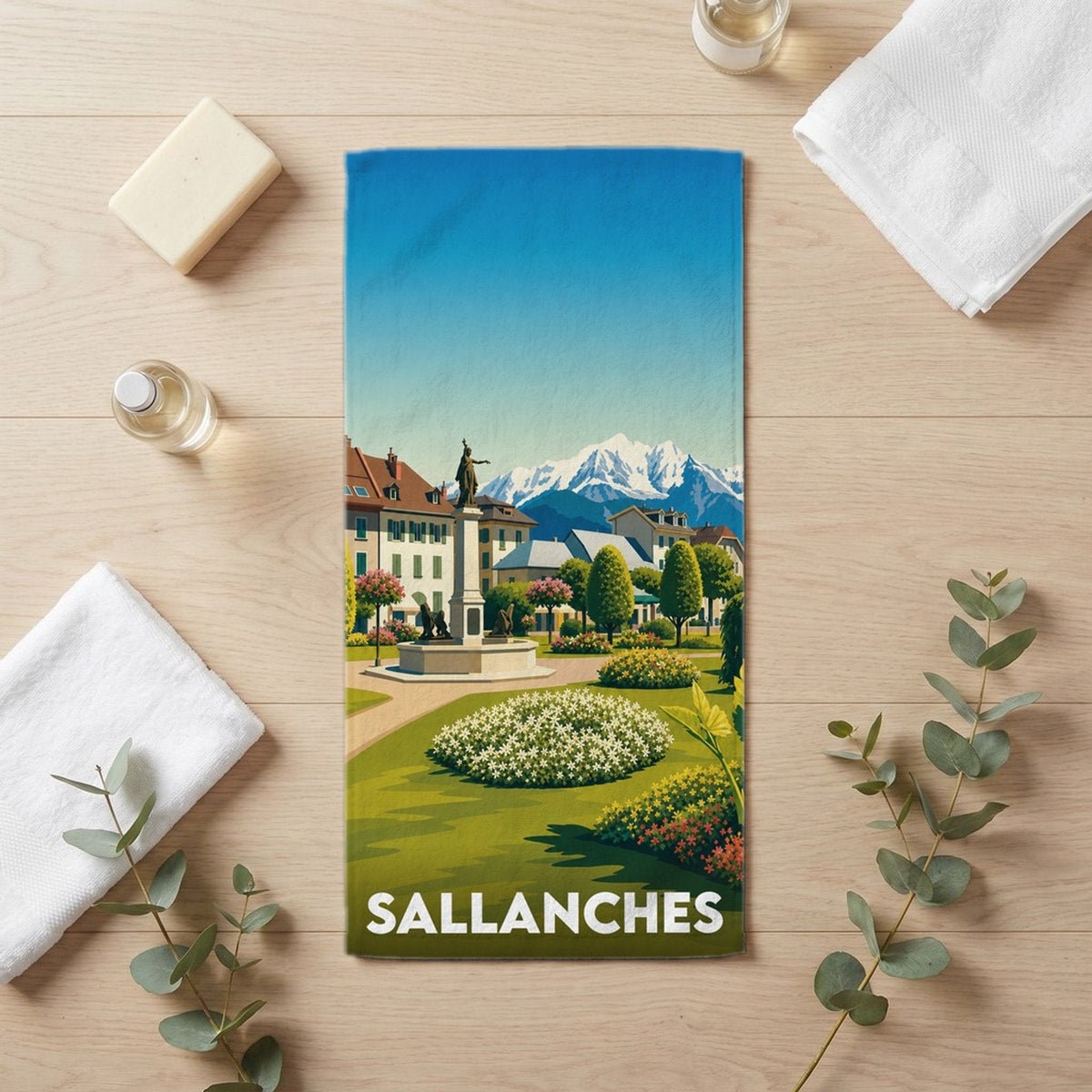 Serviette de bain 30 cm x 60 cm souvenir de Sallanches
