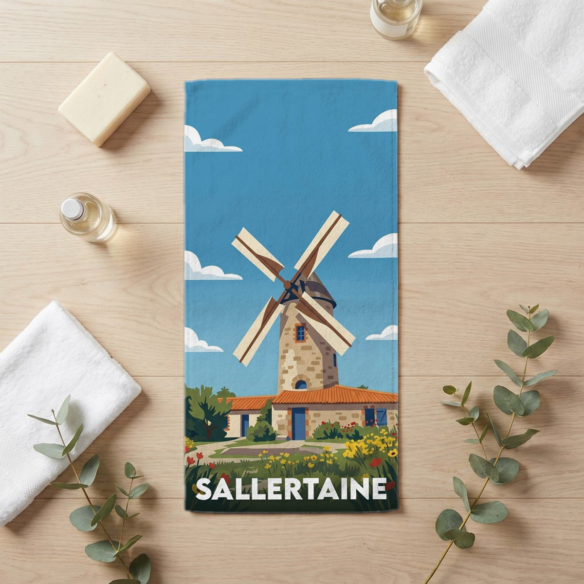Serviette de bain 30 cm x 60 cm souvenir de Sallertaine