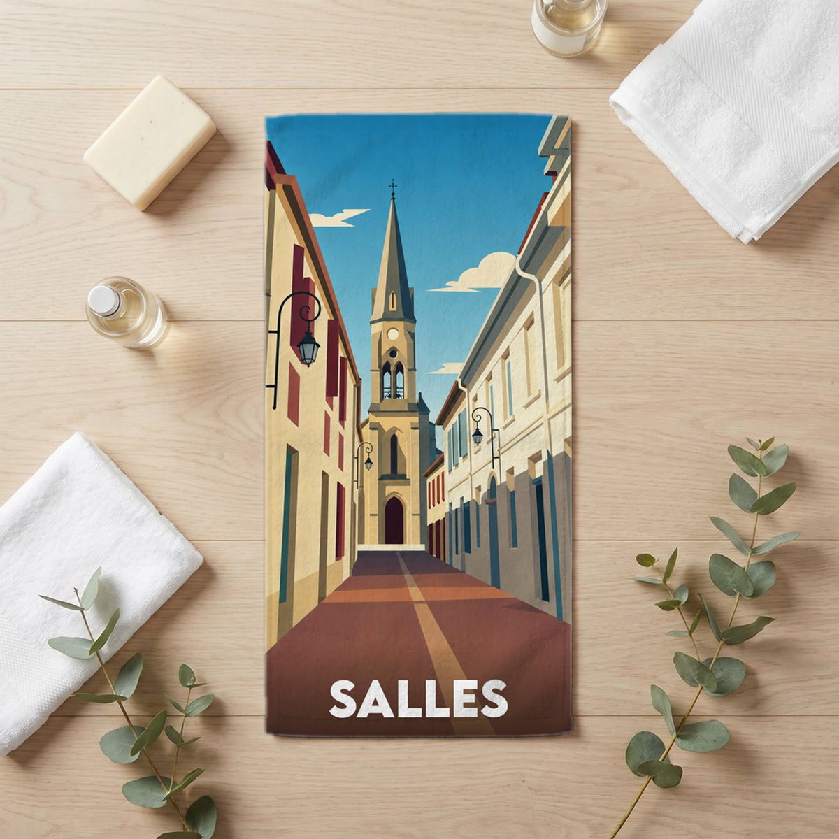 Serviette de bain 30 cm x 60 cm souvenir de Salles