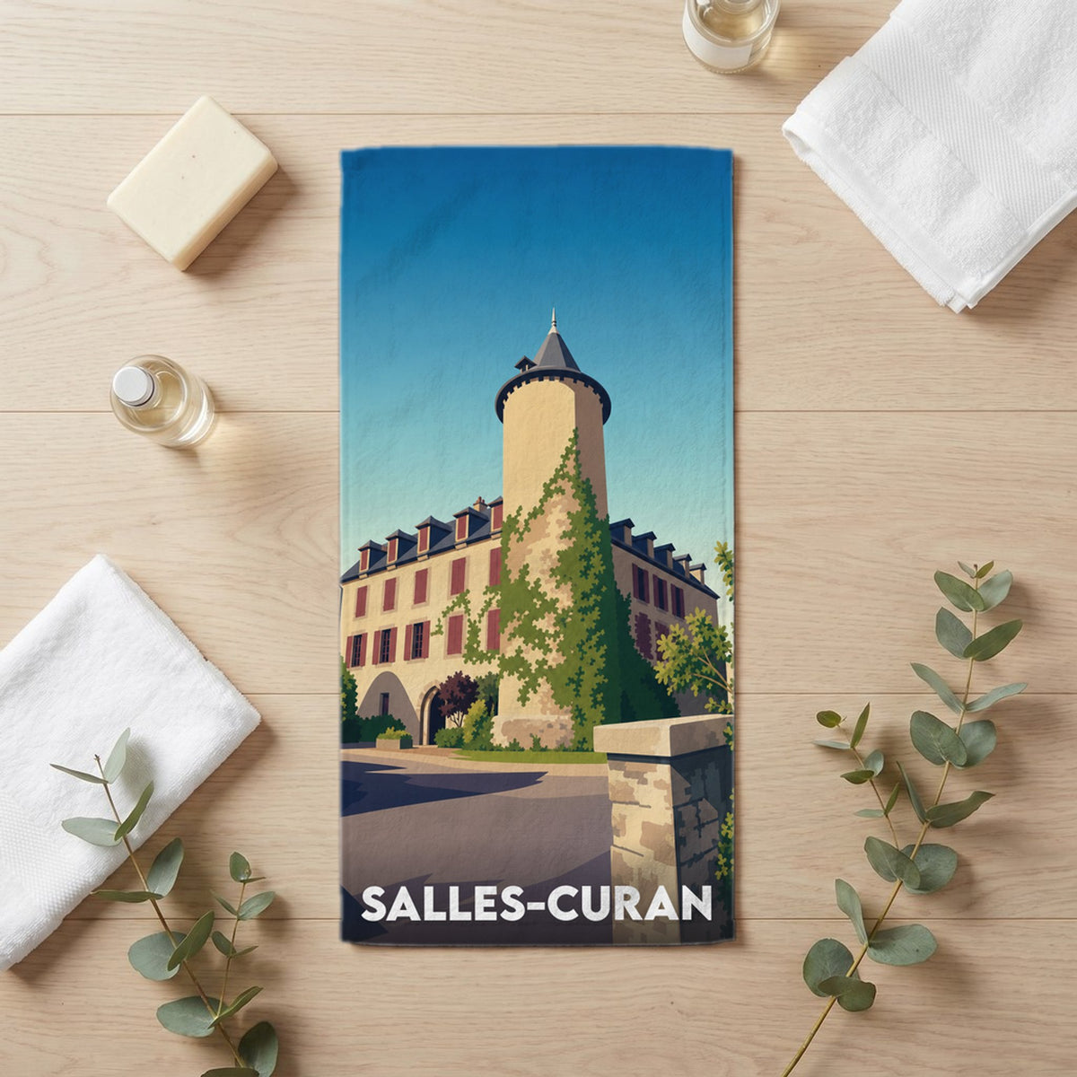 Serviette de bain 30 cm x 60 cm souvenir de Salles-Curan