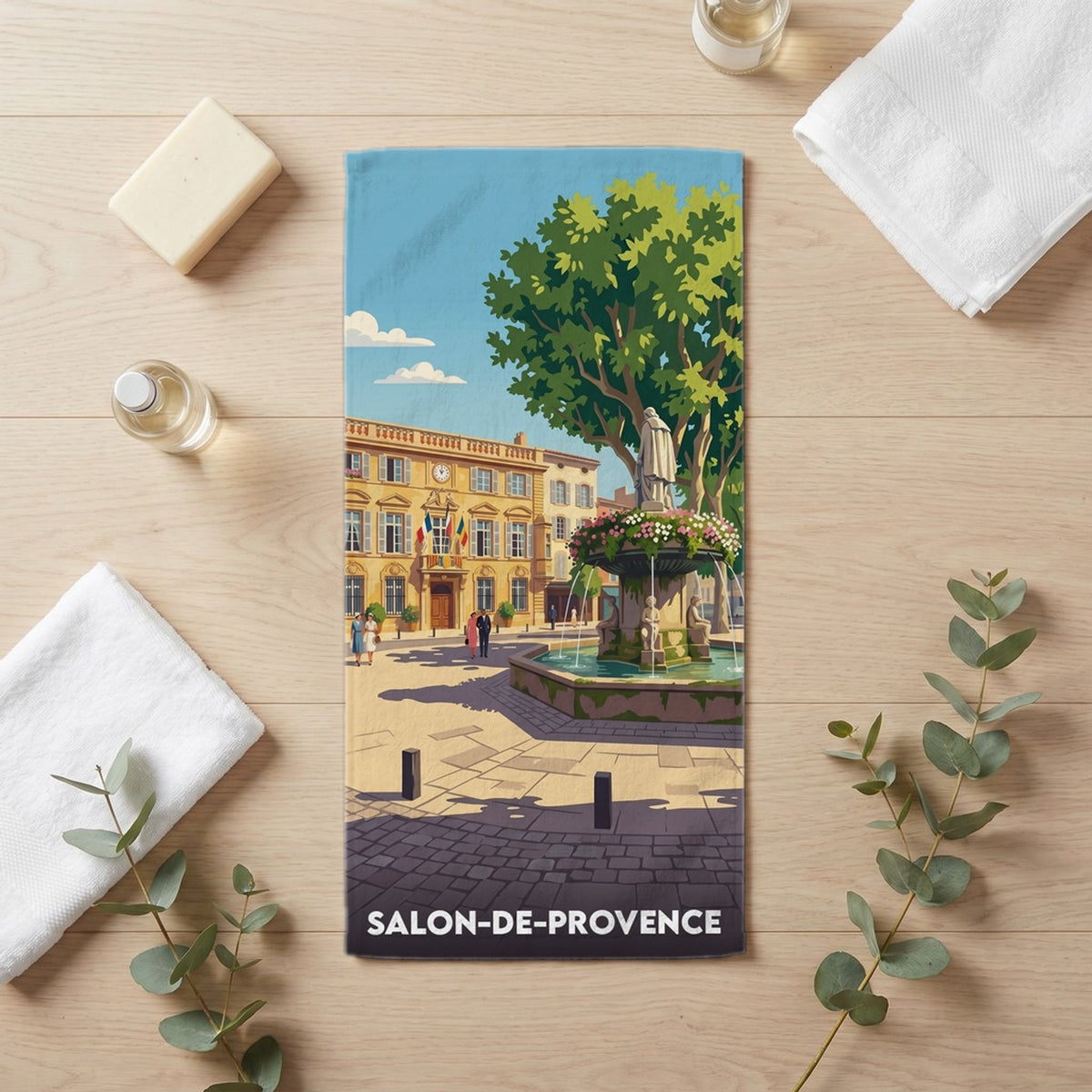 Serviette de bain 30 cm x 60 cm souvenir de Salon-de-Provence