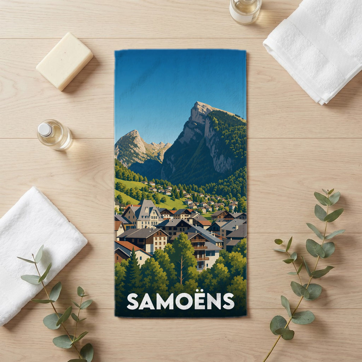 Serviette de bain 30 cm x 60 cm souvenir de Samoëns