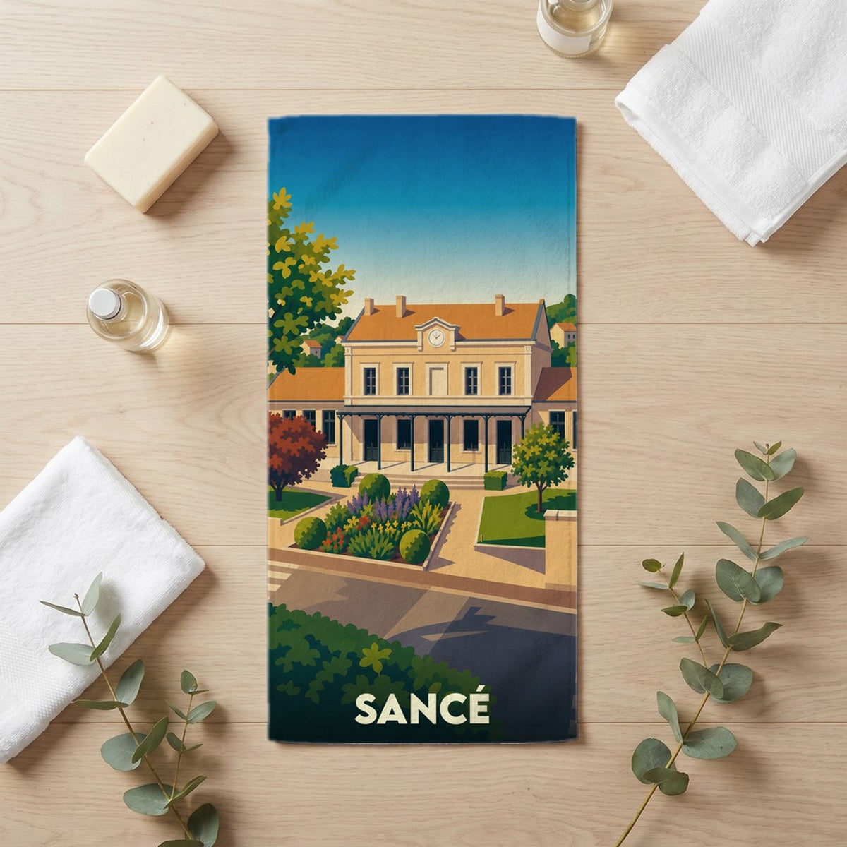 Serviette de bain 30 cm x 60 cm souvenir de Sancé