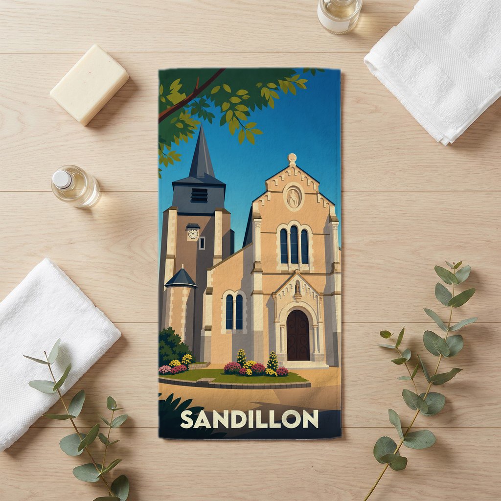 Serviette de bain 30 cm x 60 cm souvenir de Sandillon