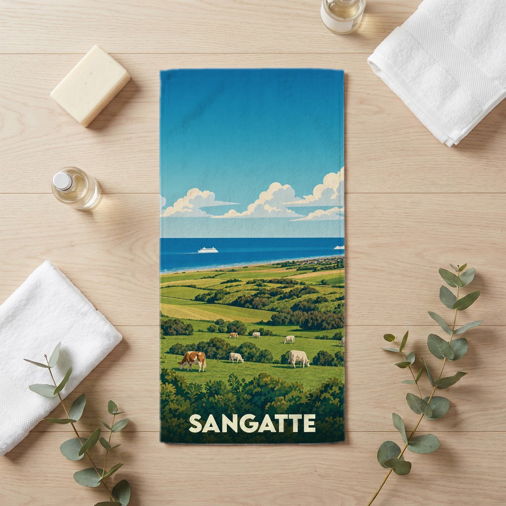 Serviette de bain 30 cm x 60 cm souvenir de Sangatte
