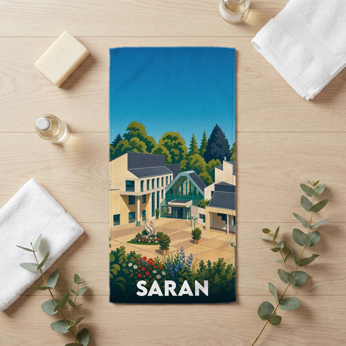 Serviette de bain 30 cm x 60 cm souvenir de Saran