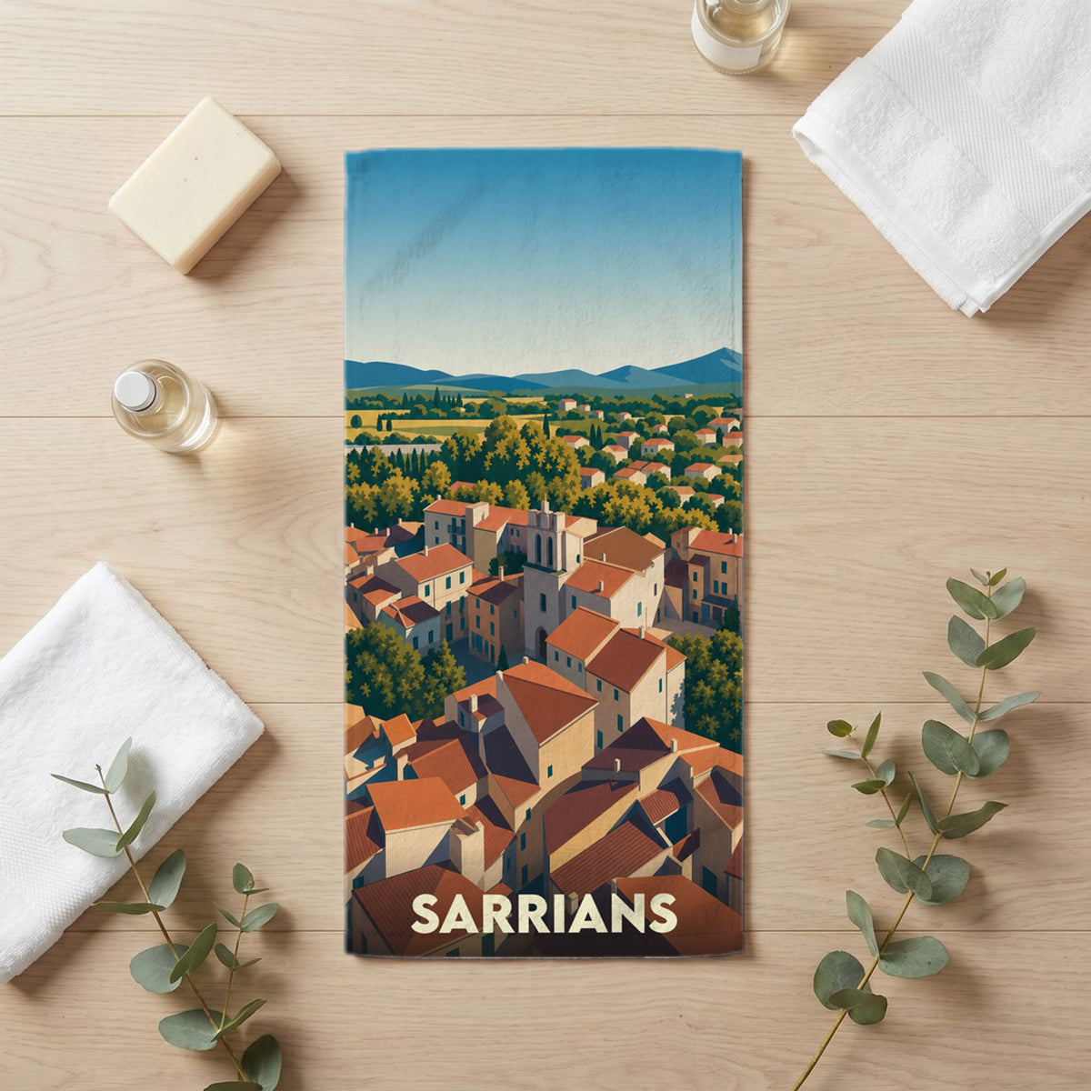 Serviette de bain 30 cm x 60 cm souvenir de Sarrians