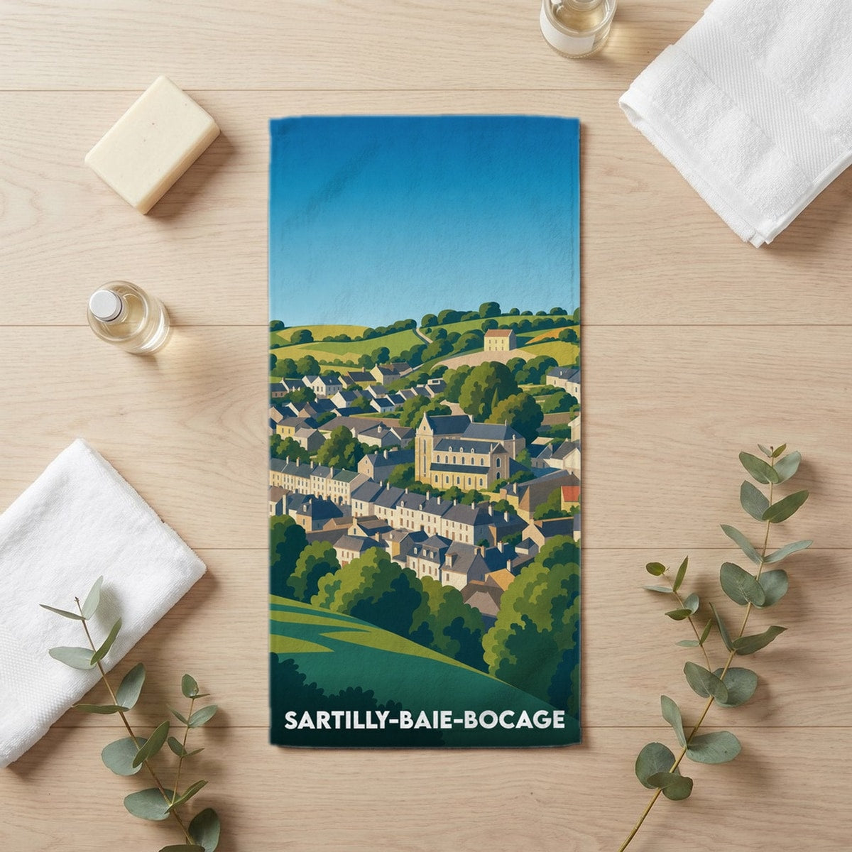 Serviette de bain 30 cm x 60 cm souvenir de Sartilly-Baie-Bocage