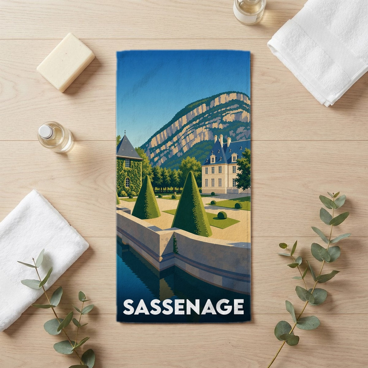 Serviette de bain 30 cm x 60 cm souvenir de Sassenage