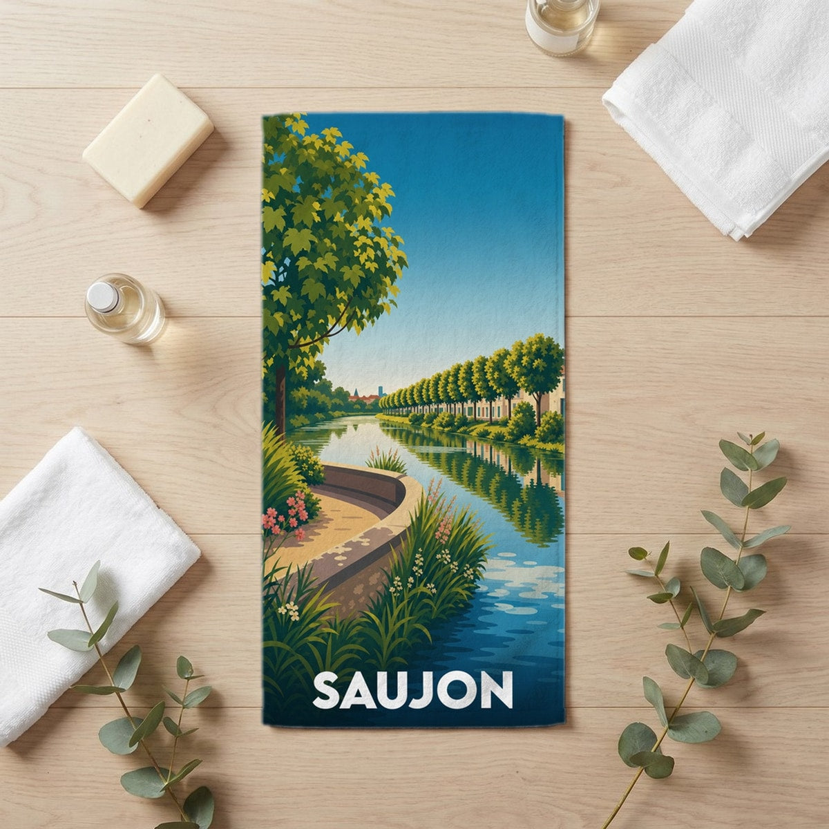 Serviette de bain 30 cm x 60 cm souvenir de Saujon