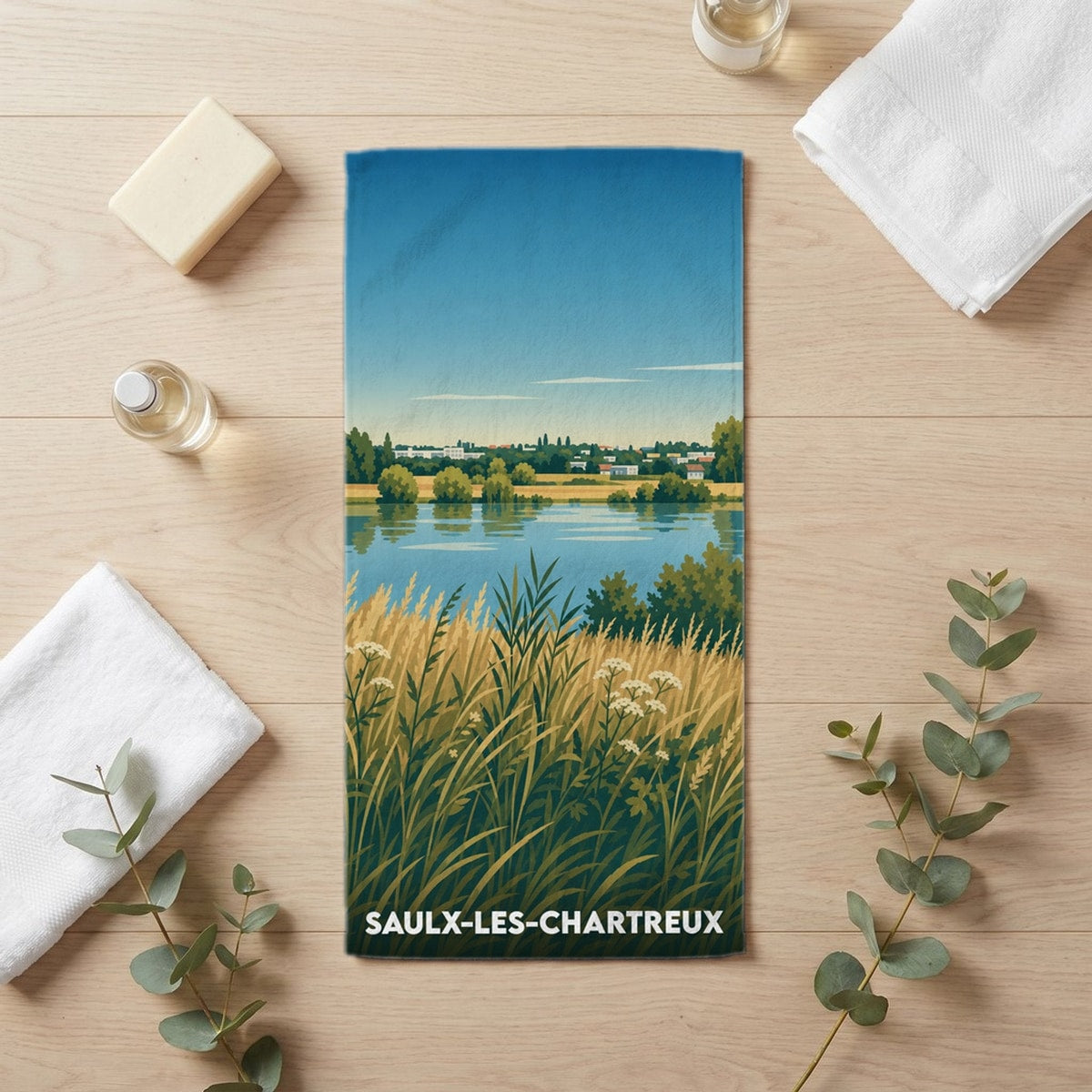 Serviette de bain 30 cm x 60 cm souvenir de Saulx-les-Chartreux