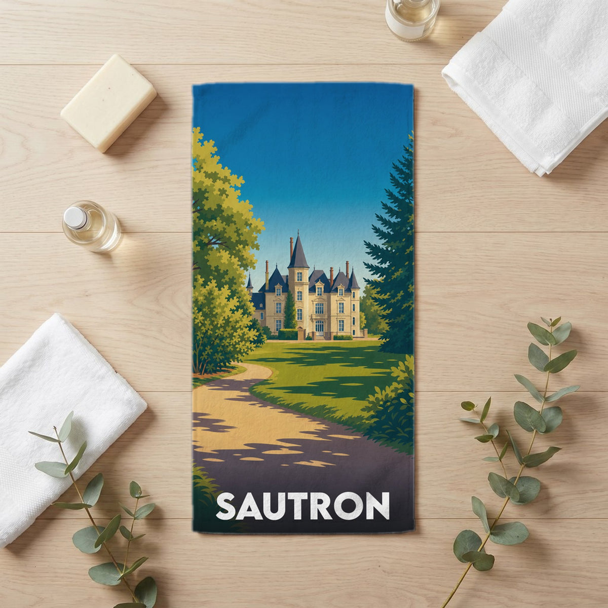 Serviette de bain 30 cm x 60 cm souvenir de Sautron