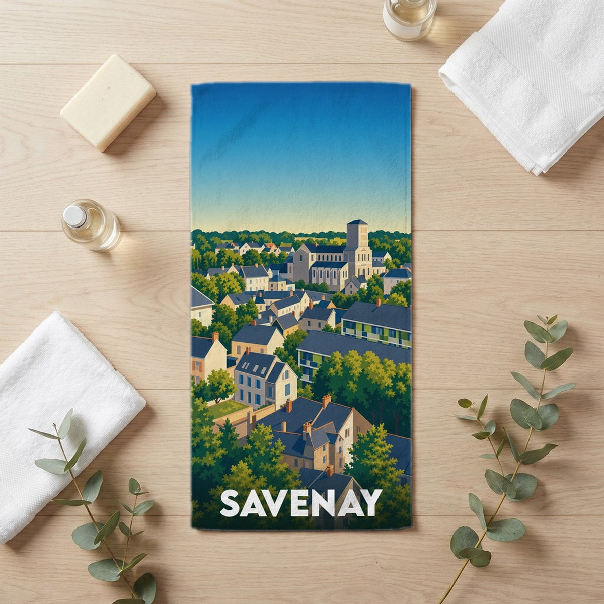 Serviette de bain 30 cm x 60 cm souvenir de Savenay