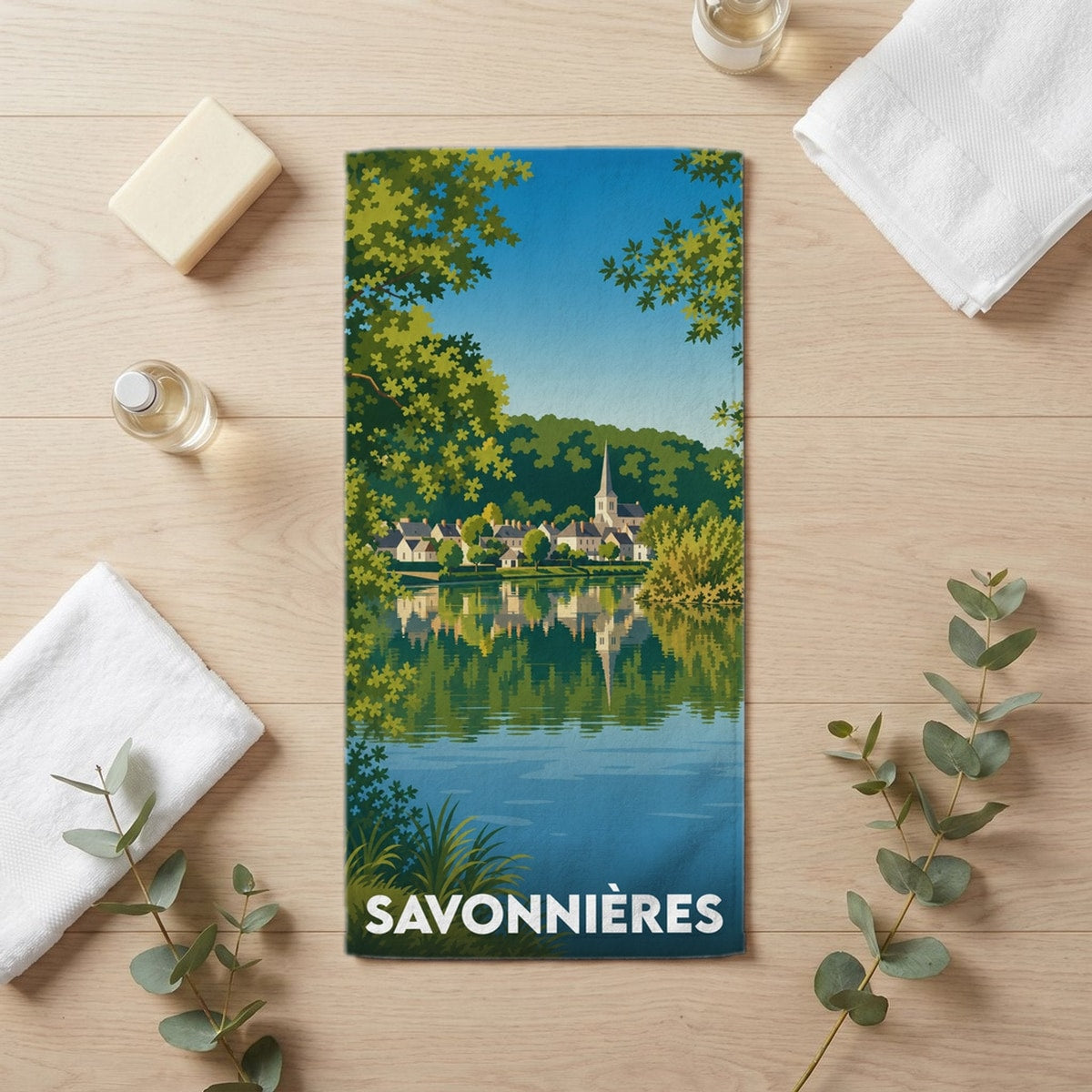 Serviette de bain 30 cm x 60 cm souvenir de Savonnières