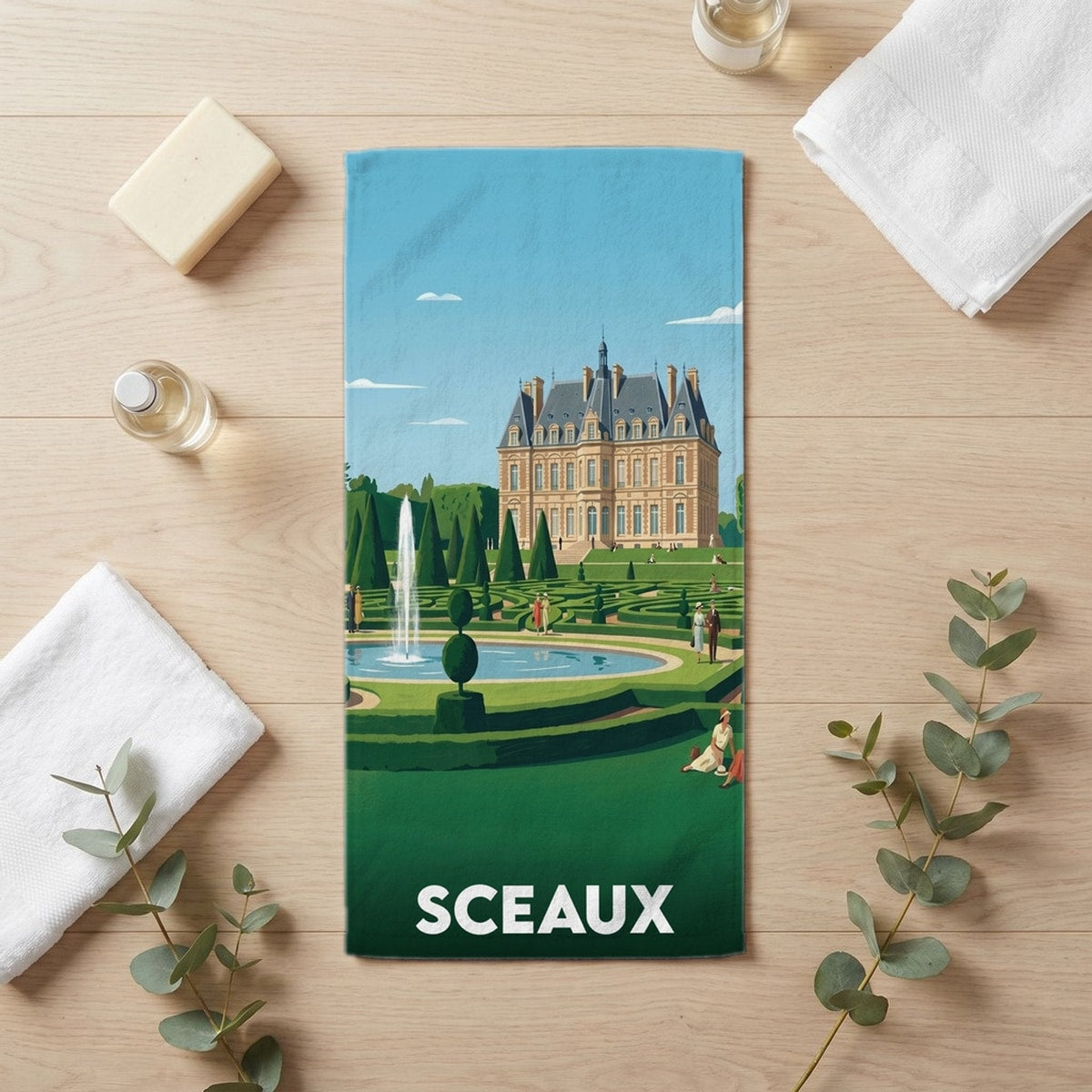 Serviette de bain 30 cm x 60 cm souvenir de Sceaux