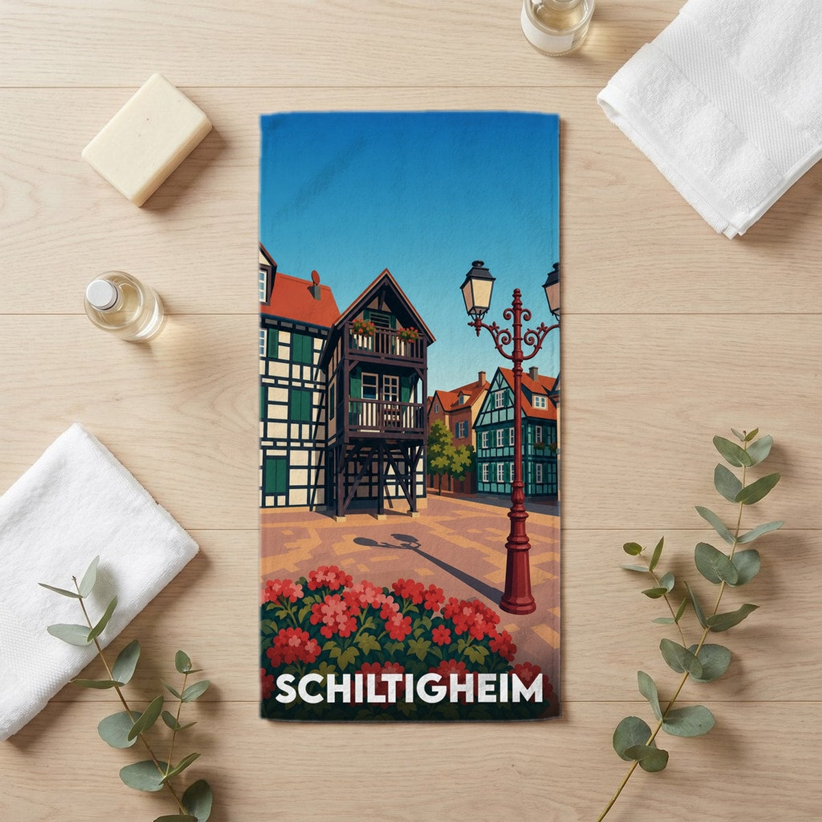 Serviette de bain 30 cm x 60 cm souvenir de Schiltigheim