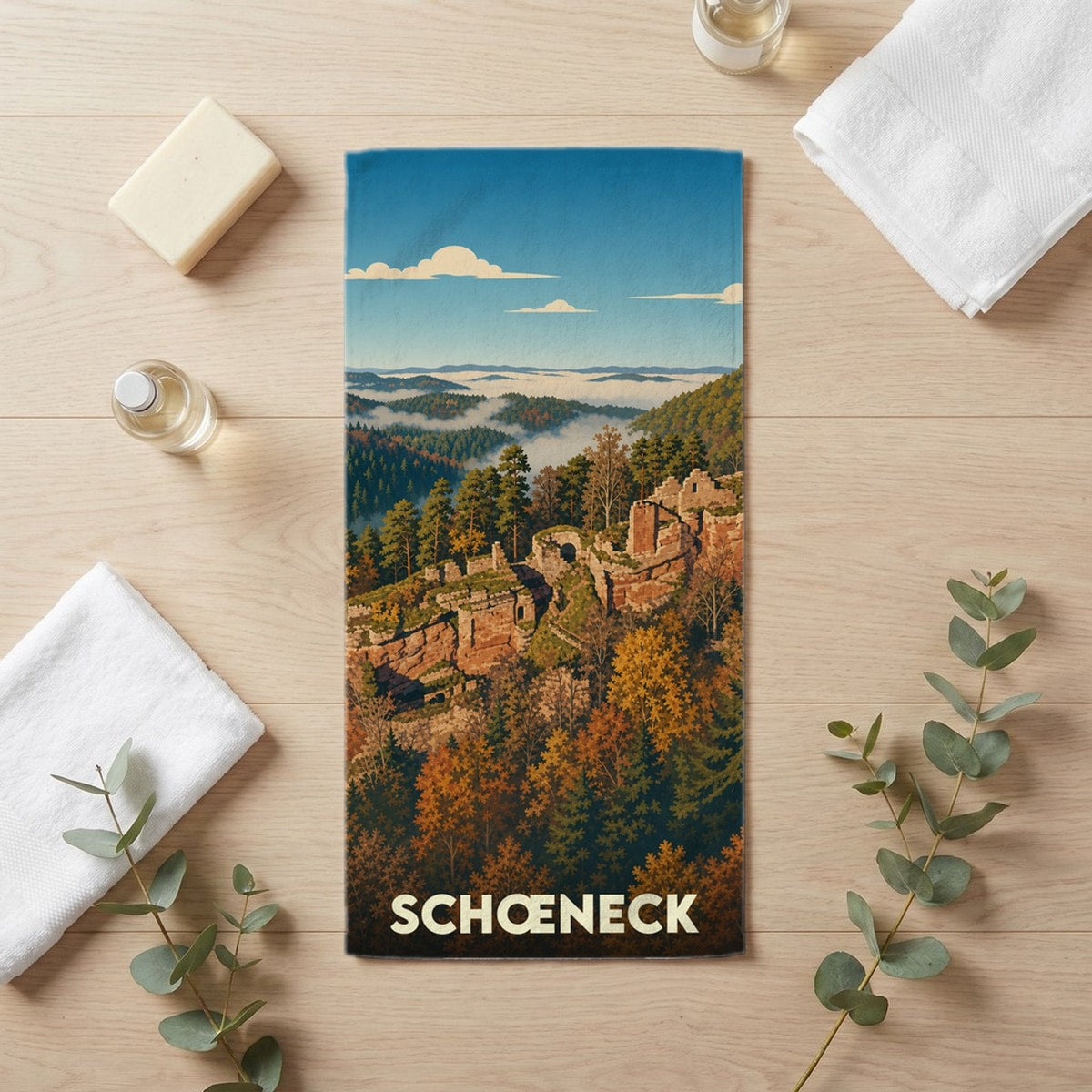 Serviette de bain 30 cm x 60 cm souvenir de Schœneck