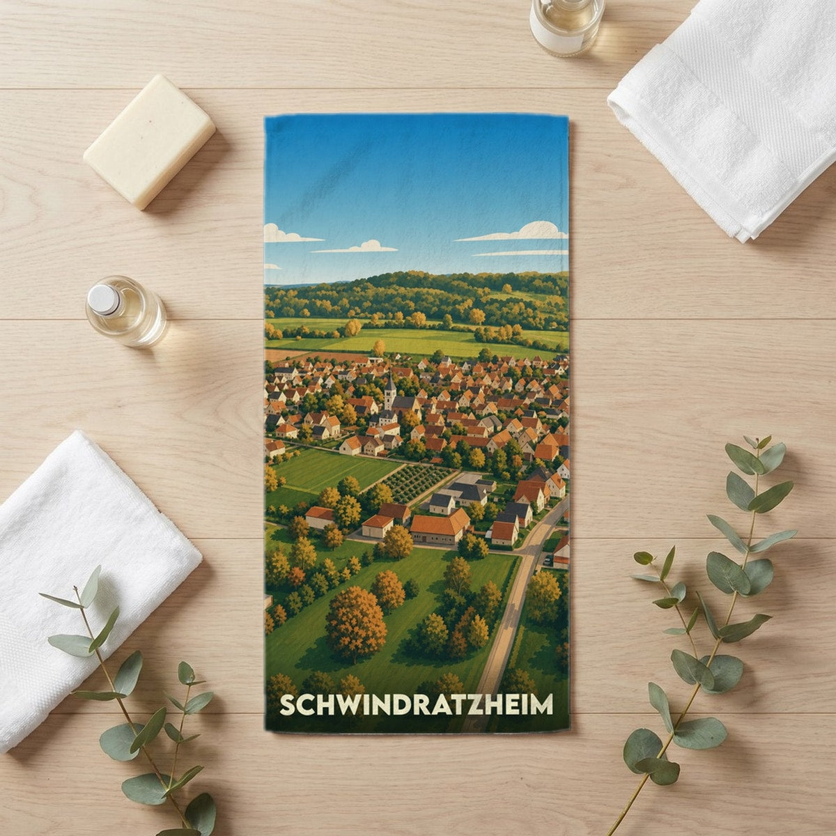Serviette de bain 30 cm x 60 cm souvenir de Schwindratzheim