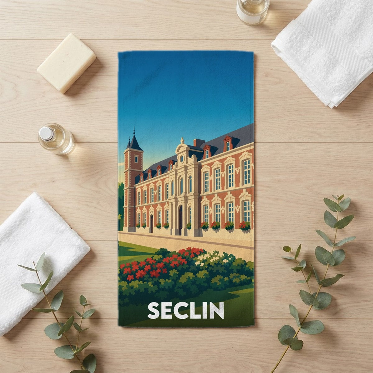 Serviette de bain 30 cm x 60 cm souvenir de Seclin