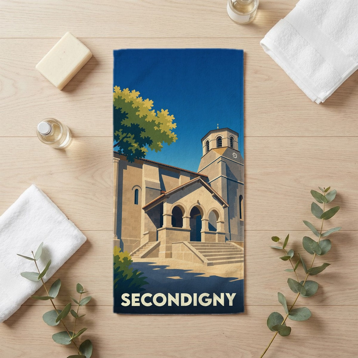 Serviette de bain 30 cm x 60 cm souvenir de Secondigny
