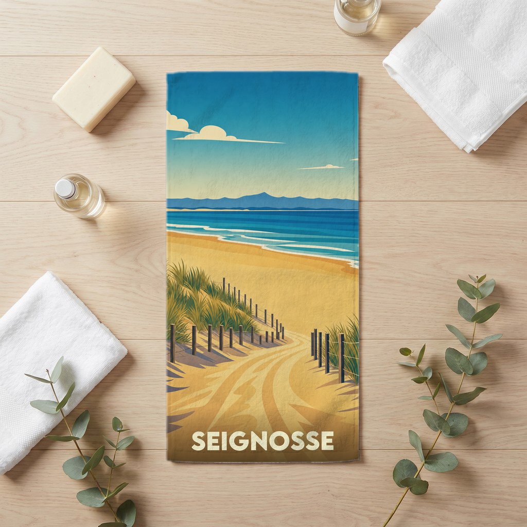 Serviette de bain 30 cm x 60 cm souvenir de Seignosse