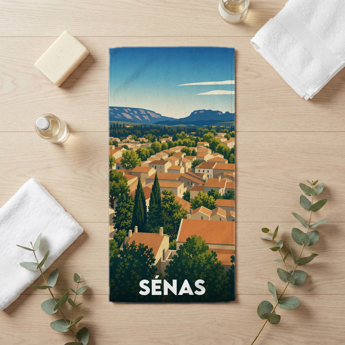 Serviette de bain 30 cm x 60 cm souvenir de Sénas