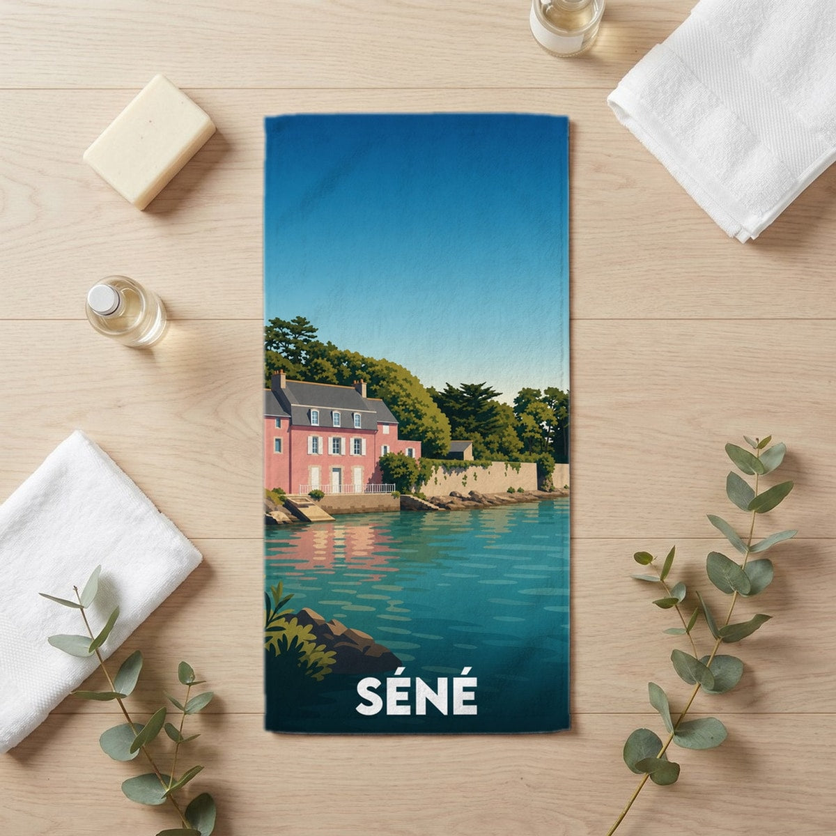 Serviette de bain 30 cm x 60 cm souvenir de Séné