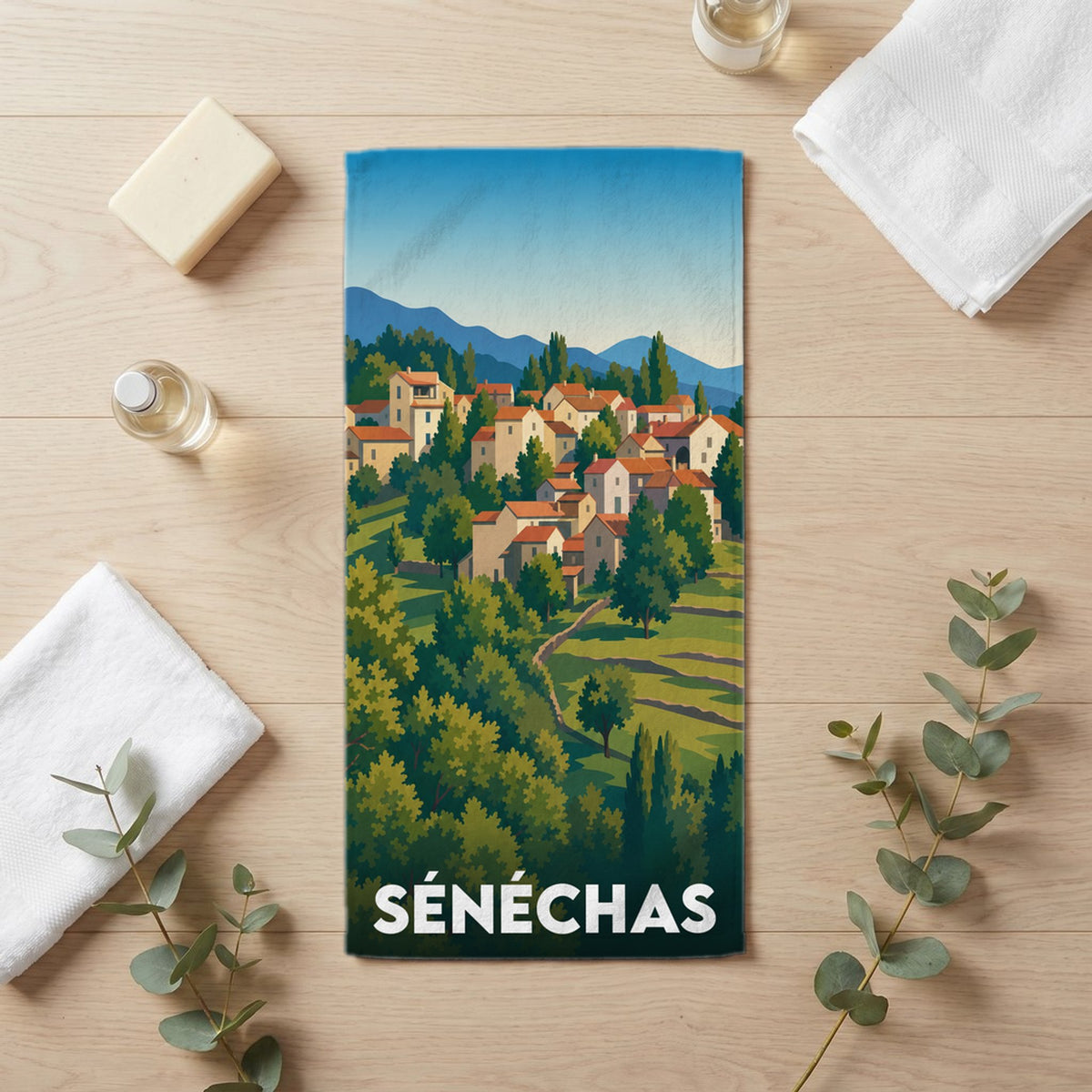 Serviette de bain 30 cm x 60 cm souvenir de Sénéchas