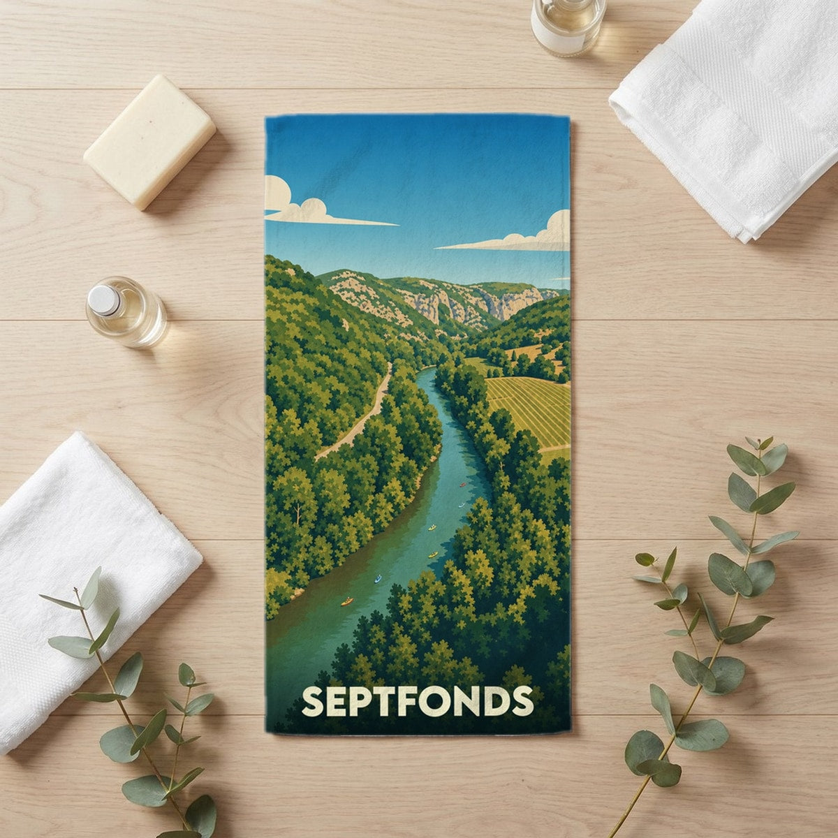 Serviette de bain 30 cm x 60 cm souvenir de Septfonds
