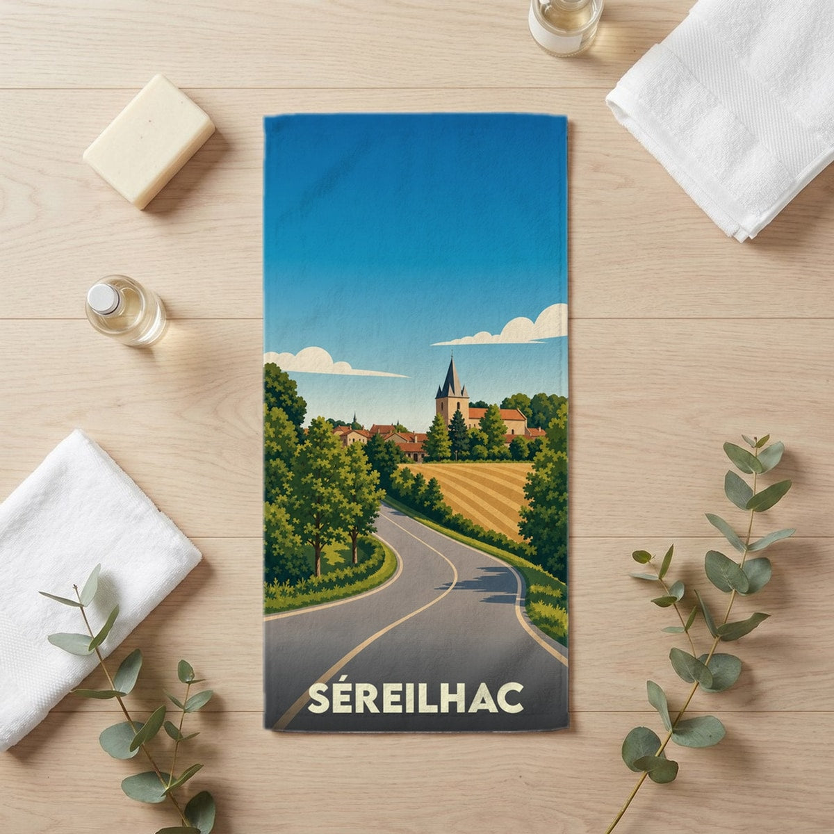 Serviette de bain 30 cm x 60 cm souvenir de Séreilhac