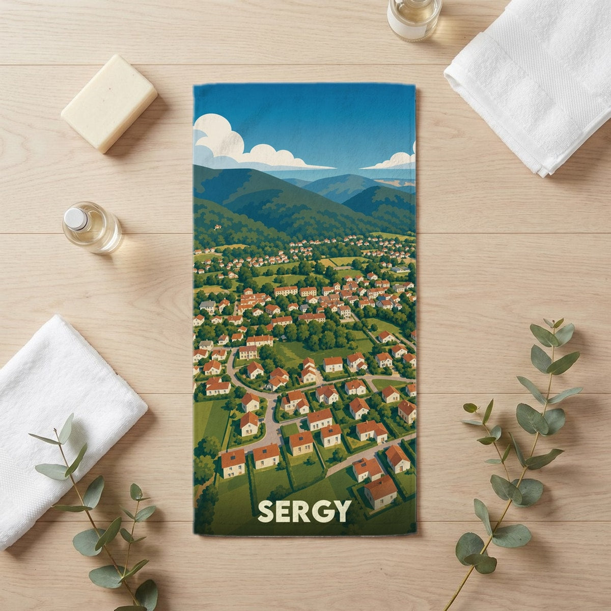 Serviette de bain 30 cm x 60 cm souvenir de Sergy