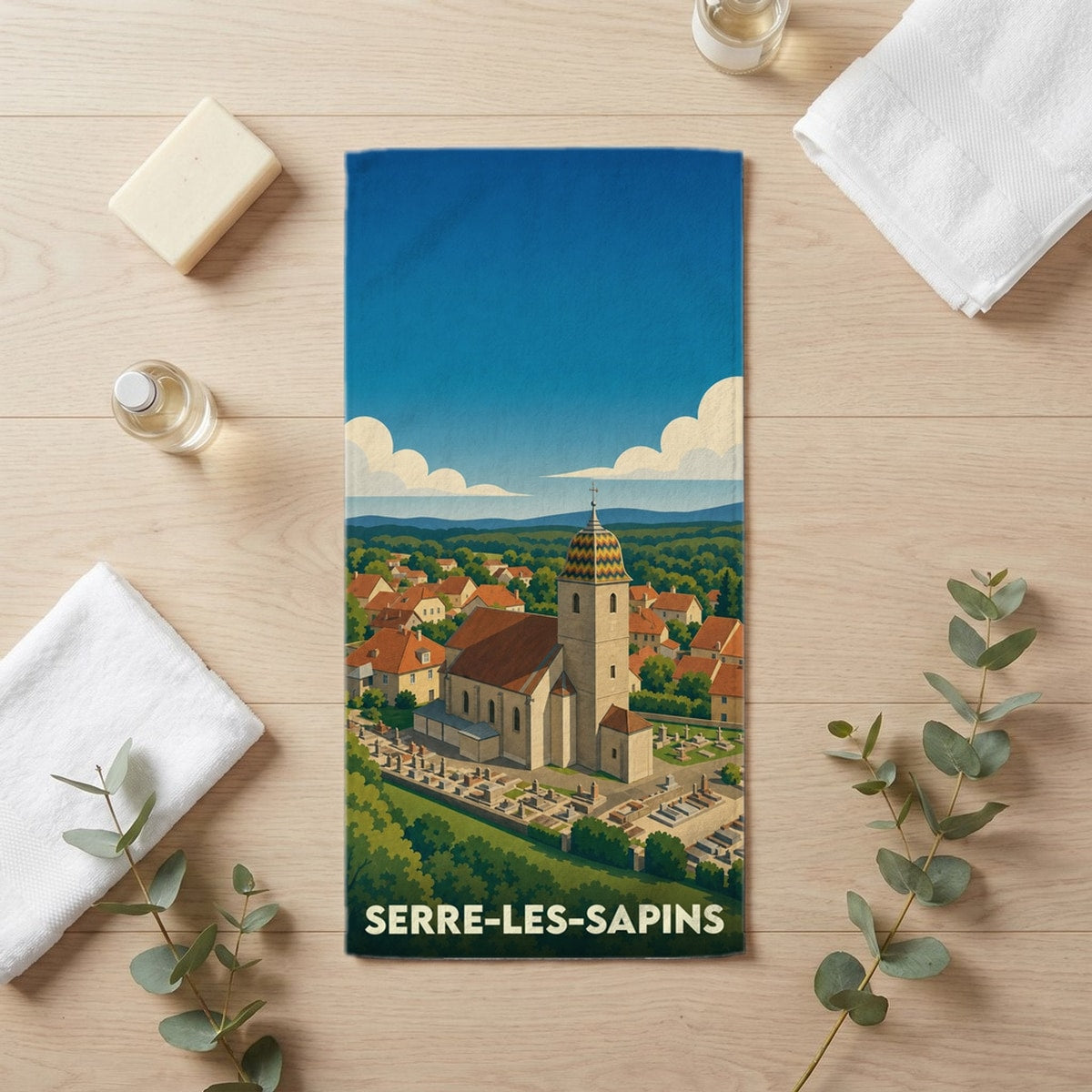 Serviette de bain 30 cm x 60 cm souvenir de Serre-les-Sapins